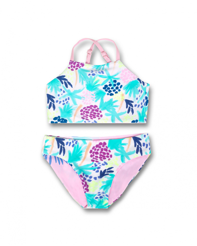 Bikini reversible estampado morado niña Malibu tuc tuc