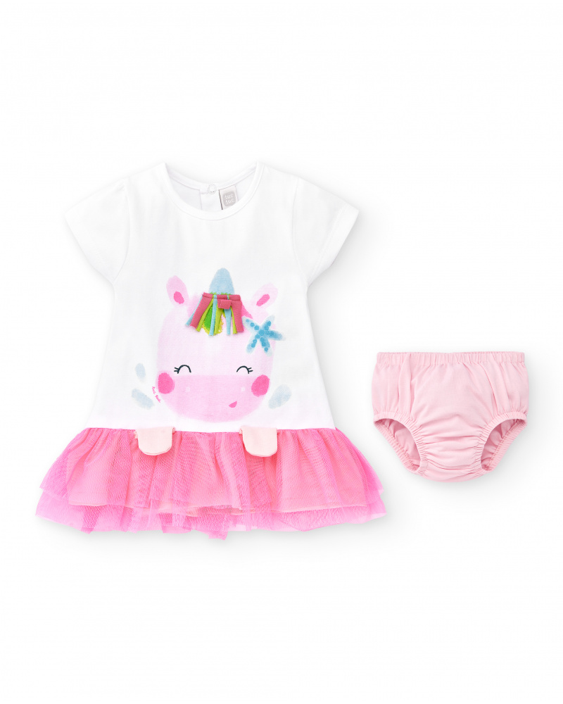 Conjunto Punto Tul Blanco Rosa Ni A Over The Rainbow Tuc Tuc